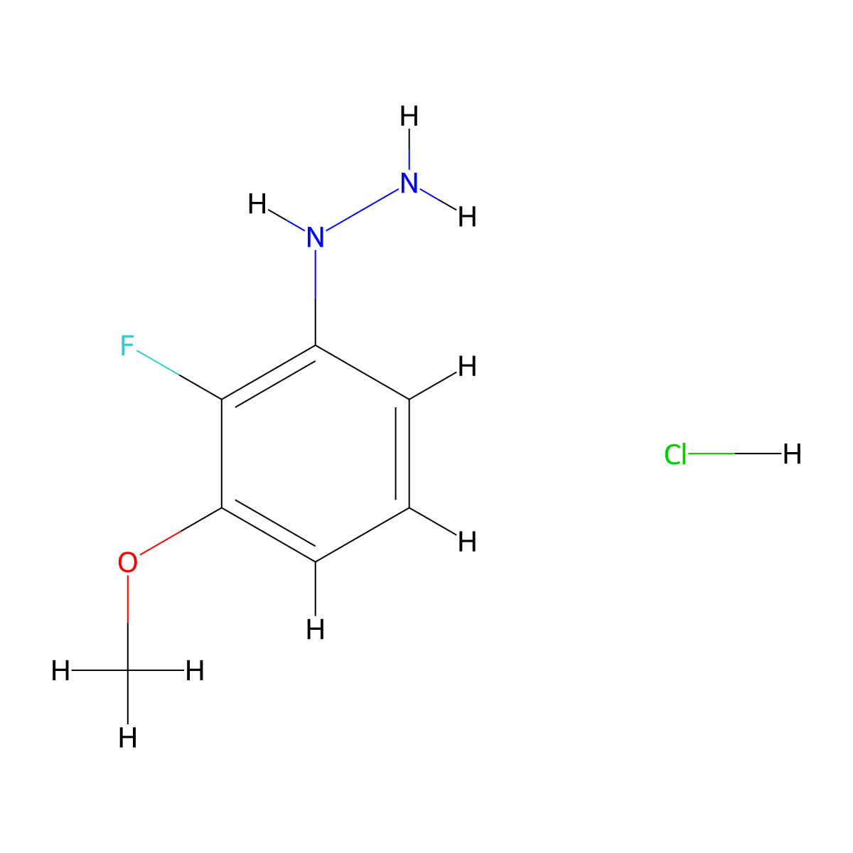 (2-Fluoro-3-methoxyphenyl)hydrazine hydrochloride molecular structure, CAS 2178125-40-9