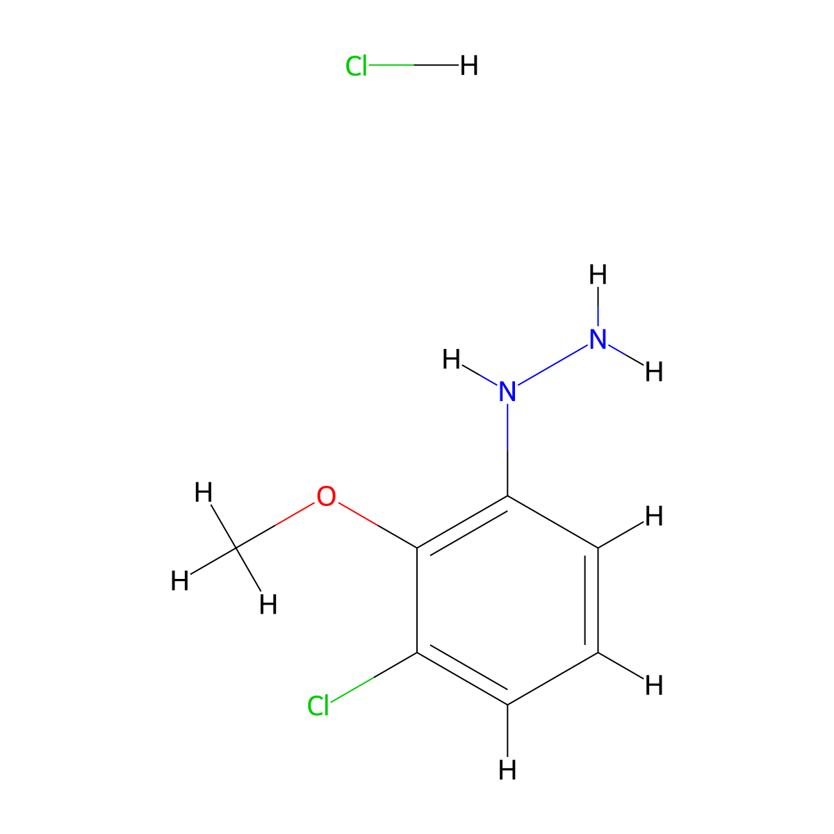 (3-Chloro-2-methoxyphenyl)hydrazine hydrochloride molecular structure, CAS 2178125-43-2