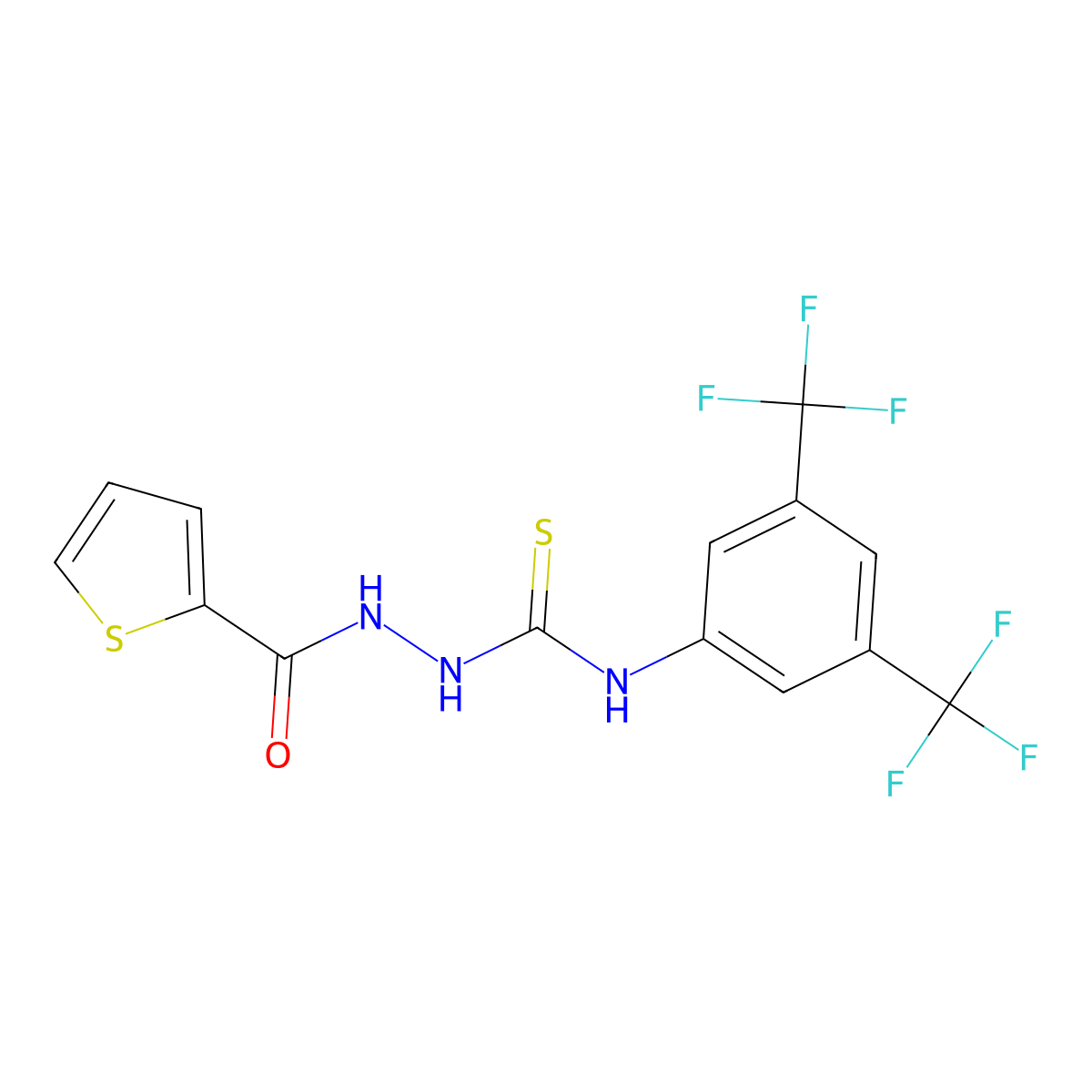 4-(3,5-Bis(trifluoromethyl)phenyl)-1-(2-thienylcarbonyl)thiosemicarbazide molecular structure, CAS 217816-18-7