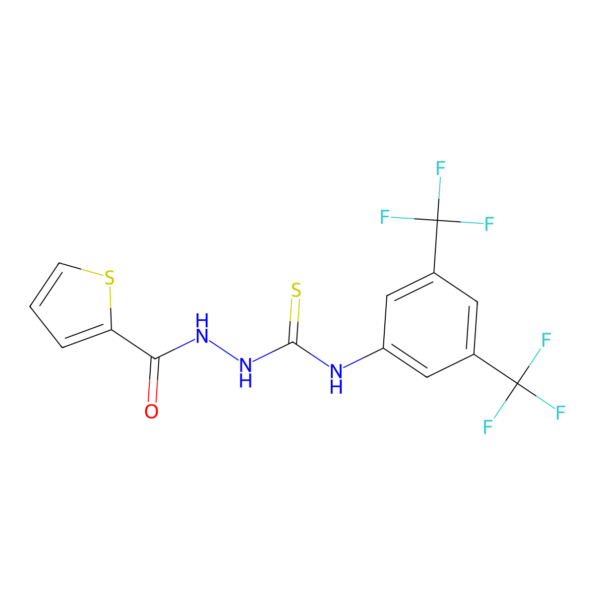 4-(3,5-Bis(trifluoromethyl)phenyl)-1-(2-thienylcarbonyl)thiosemicarbazide molecular structure, CAS 217816-18-7