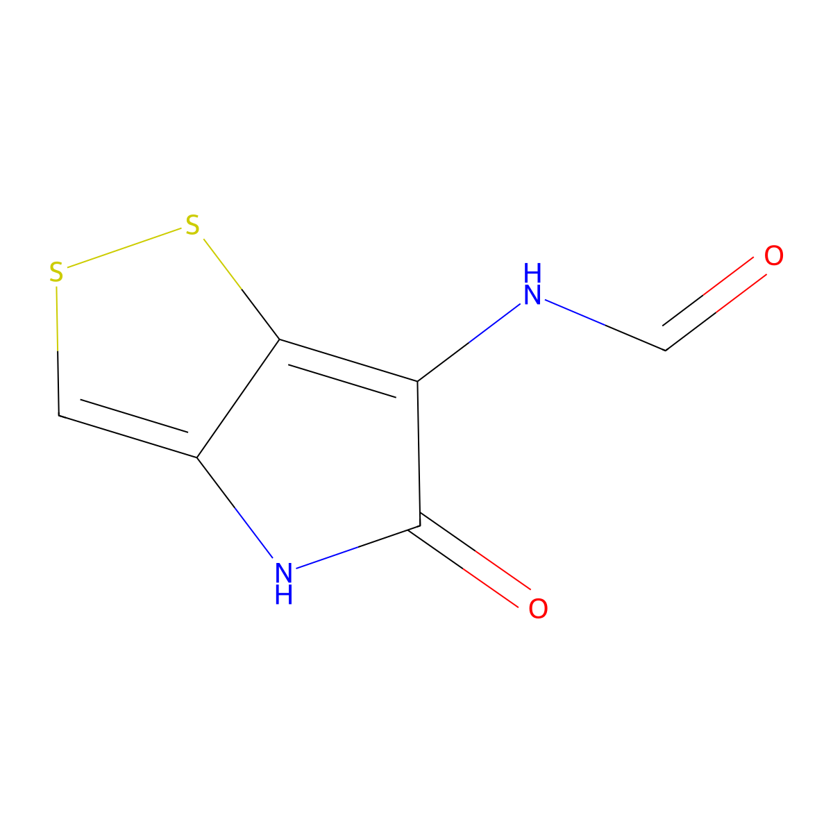 N-(5-Oxo-4,5-dihydro-1,2-dithiolo(4,3-b)pyrrol-6-yl)formamide molecular structure, CAS 21787-66-6