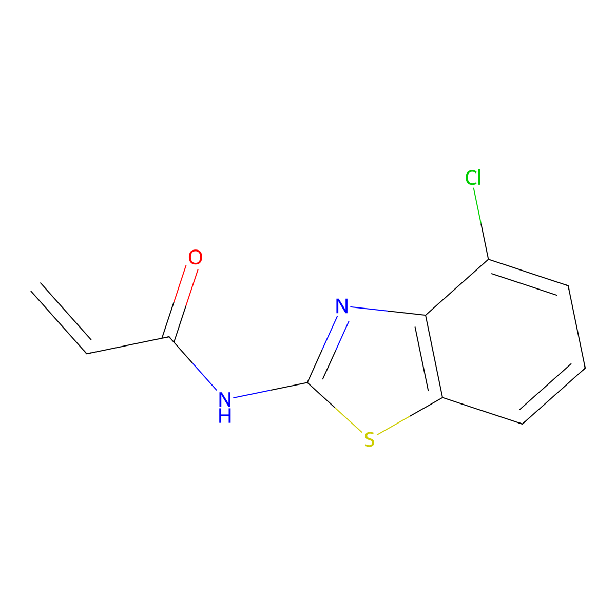 N-(4-Chloro-1,3-benzothiazol-2-yl)prop-2-enamide molecular structure, CAS 2178770-58-4