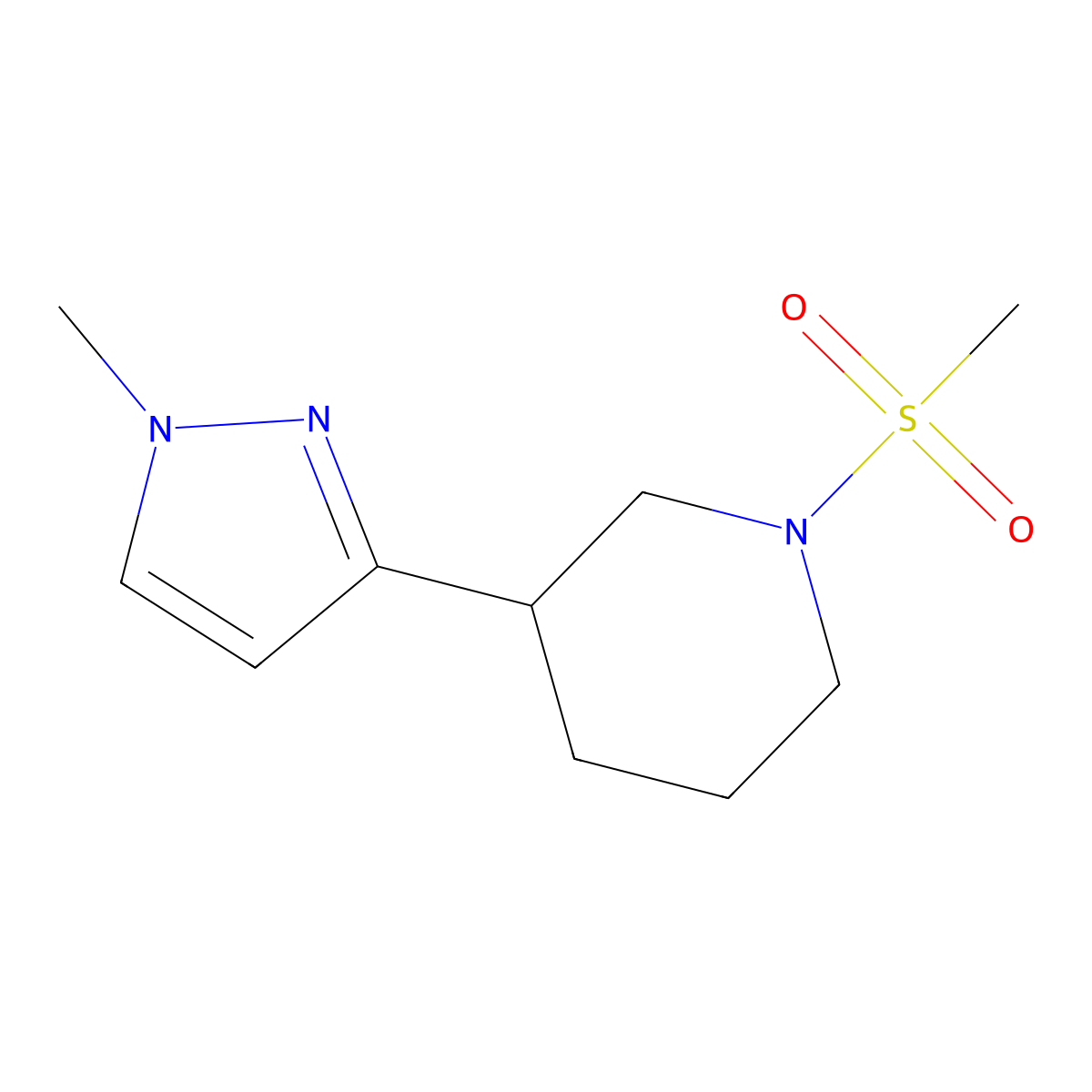3-(1-methyl-1H-pyrazol-3-yl)-1-(methylsulfonyl)piperidine molecular structure, CAS 2178770-95-9