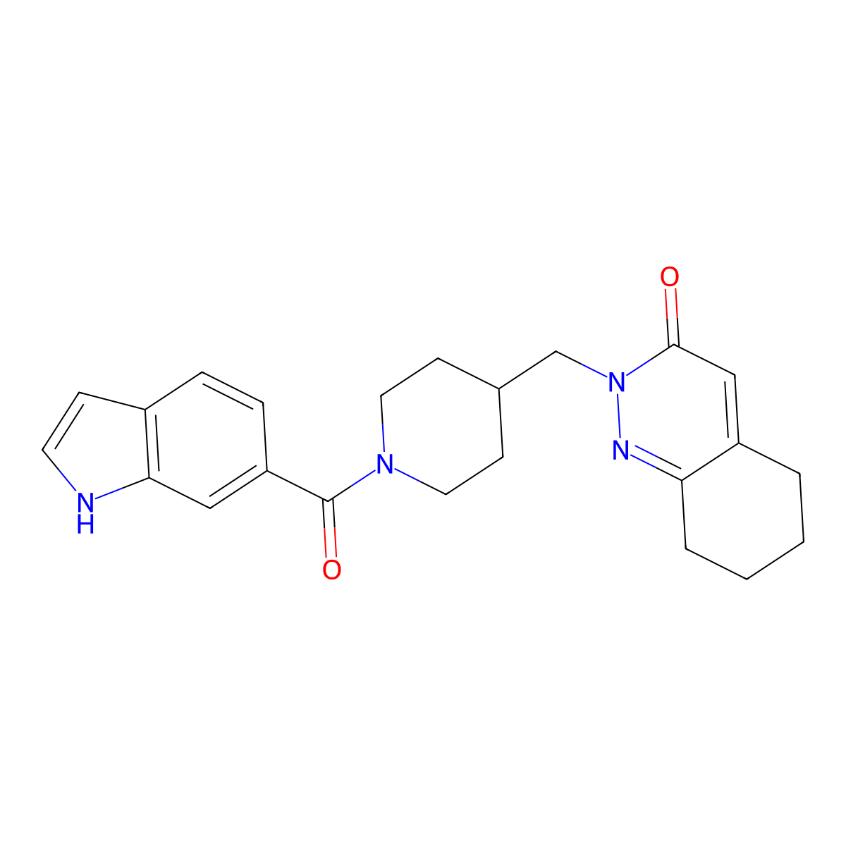 2-{[1-(1H-indole-6-carbonyl)piperidin-4-yl]methyl}-2,3,5,6,7,8-hexahydrocinnolin-3-one molecular structure, CAS 2178770-96-0