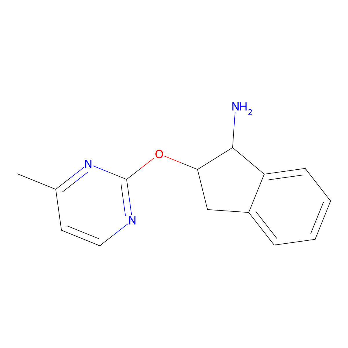 2-[(4-methylpyrimidin-2-yl)oxy]-2,3-dihydro-1H-inden-1-amine molecular structure, CAS 2178770-98-2