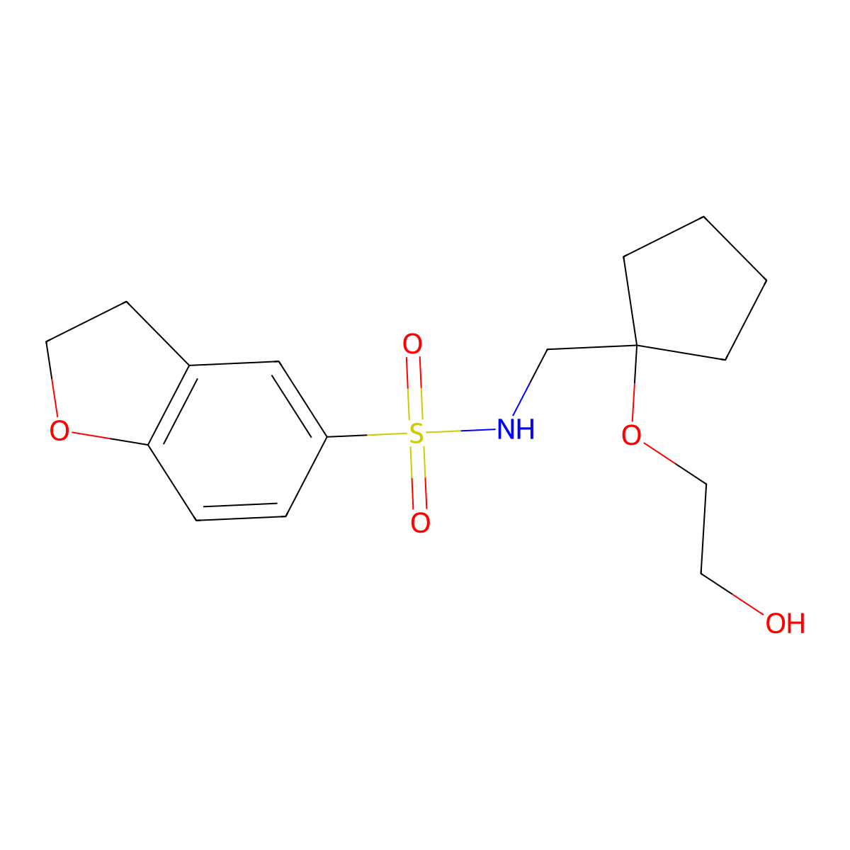 N-{[1-(2-hydroxyethoxy)cyclopentyl]methyl}-2,3-dihydro-1-benzofuran-5-sulfonamide molecular structure, CAS 2178771-04-3