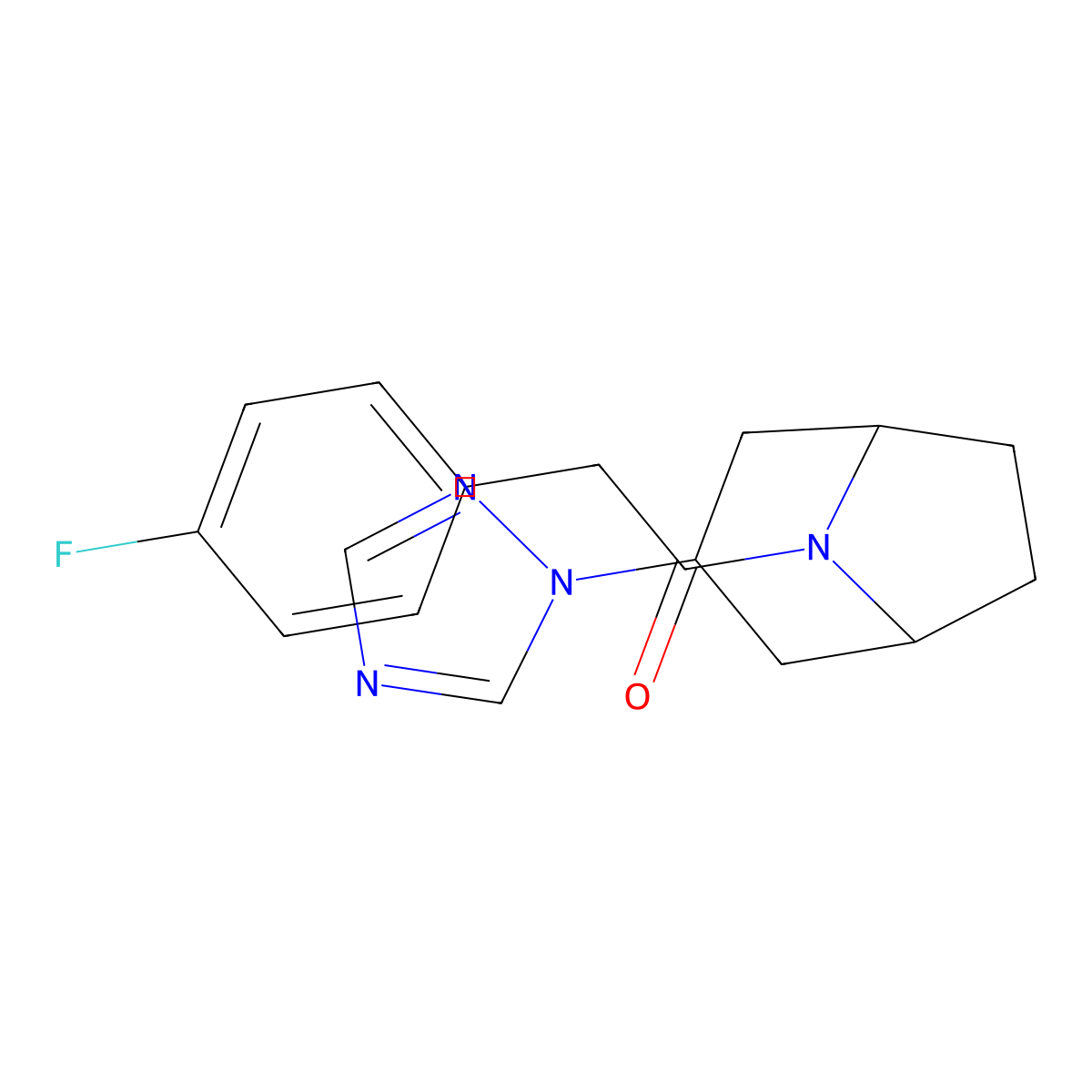 1-((1R,5S)-3-(1H-1,2,4-triazol-1-yl)-8-azabicyclo[3.2.1]octan-8-yl)-2-(4-fluorophenyl)ethan-1-one molecular structure, CAS 2178771-08-7