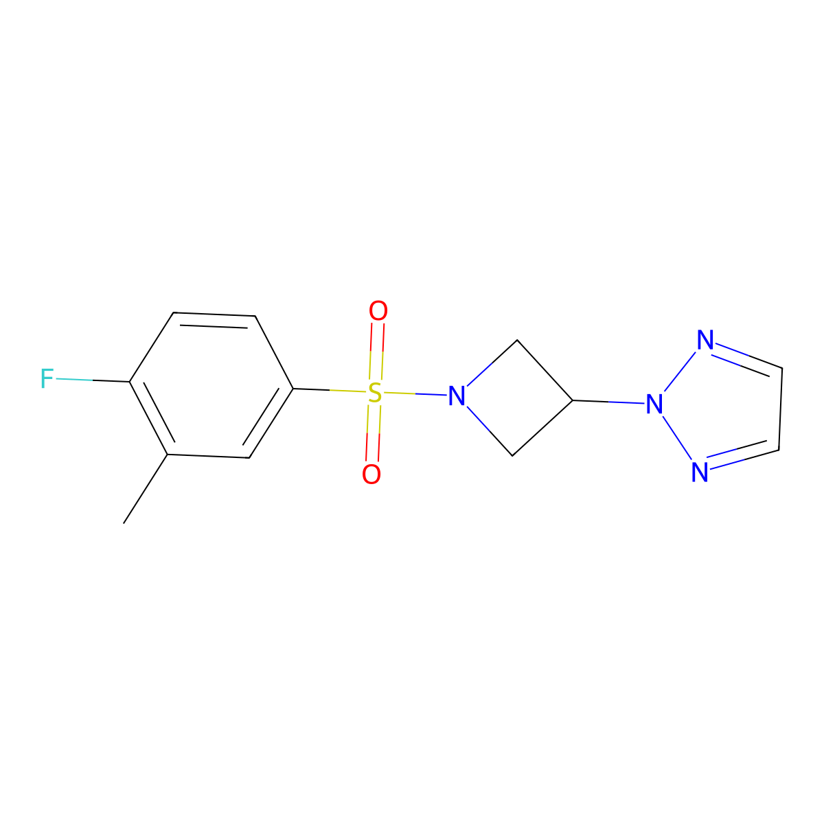 2-(1-((4-fluoro-3-methylphenyl)sulfonyl)azetidin-3-yl)-2H-1,2,3-triazole molecular structure, CAS 2178771-10-1
