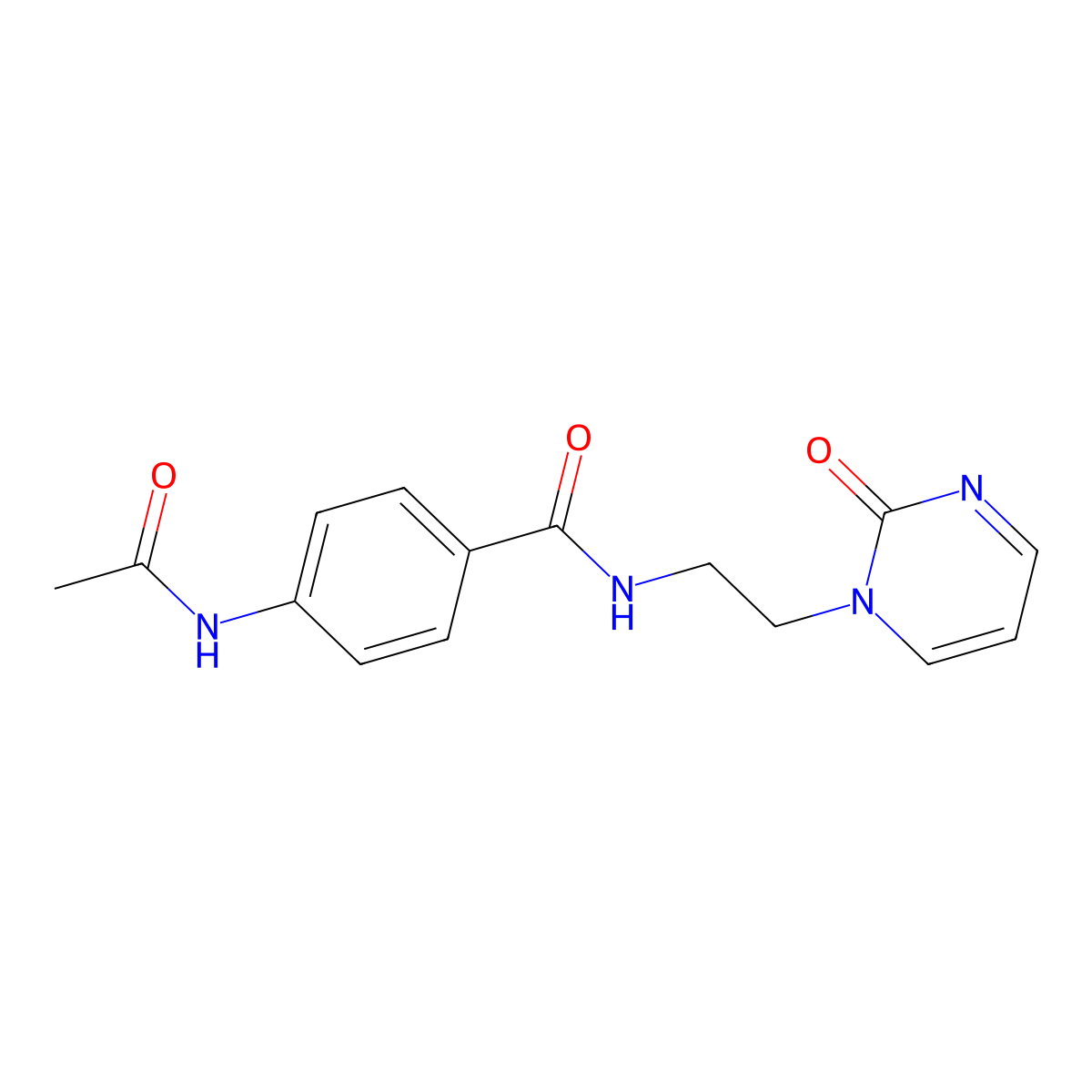4-acetamido-N-[2-(2-oxo-1,2-dihydropyrimidin-1-yl)ethyl]benzamide molecular structure, CAS 2178771-16-7