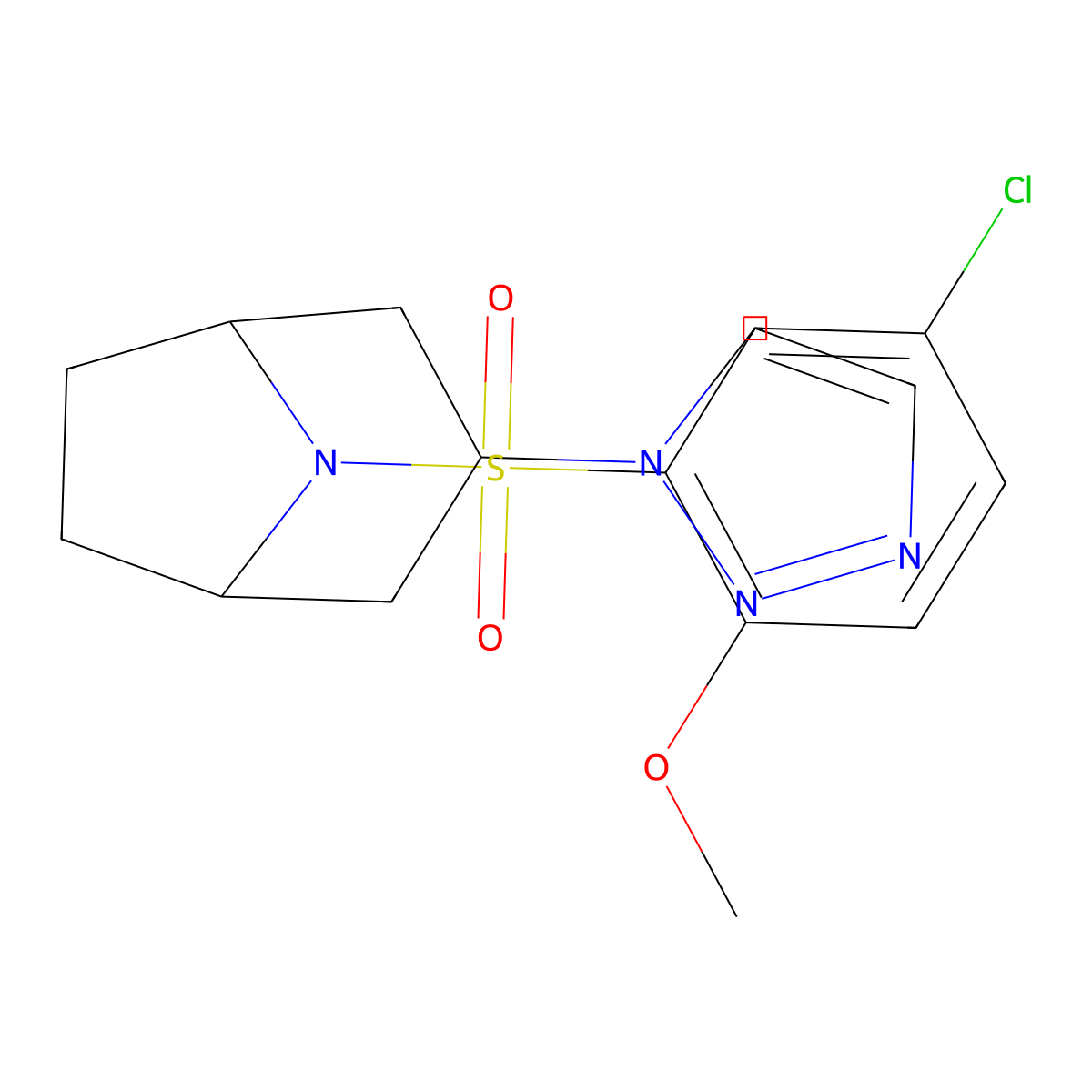 8-(5-chloro-2-methoxybenzenesulfonyl)-3-(1H-1,2,3-triazol-1-yl)-8-azabicyclo[3.2.1]octane molecular structure, CAS 2178771-23-6