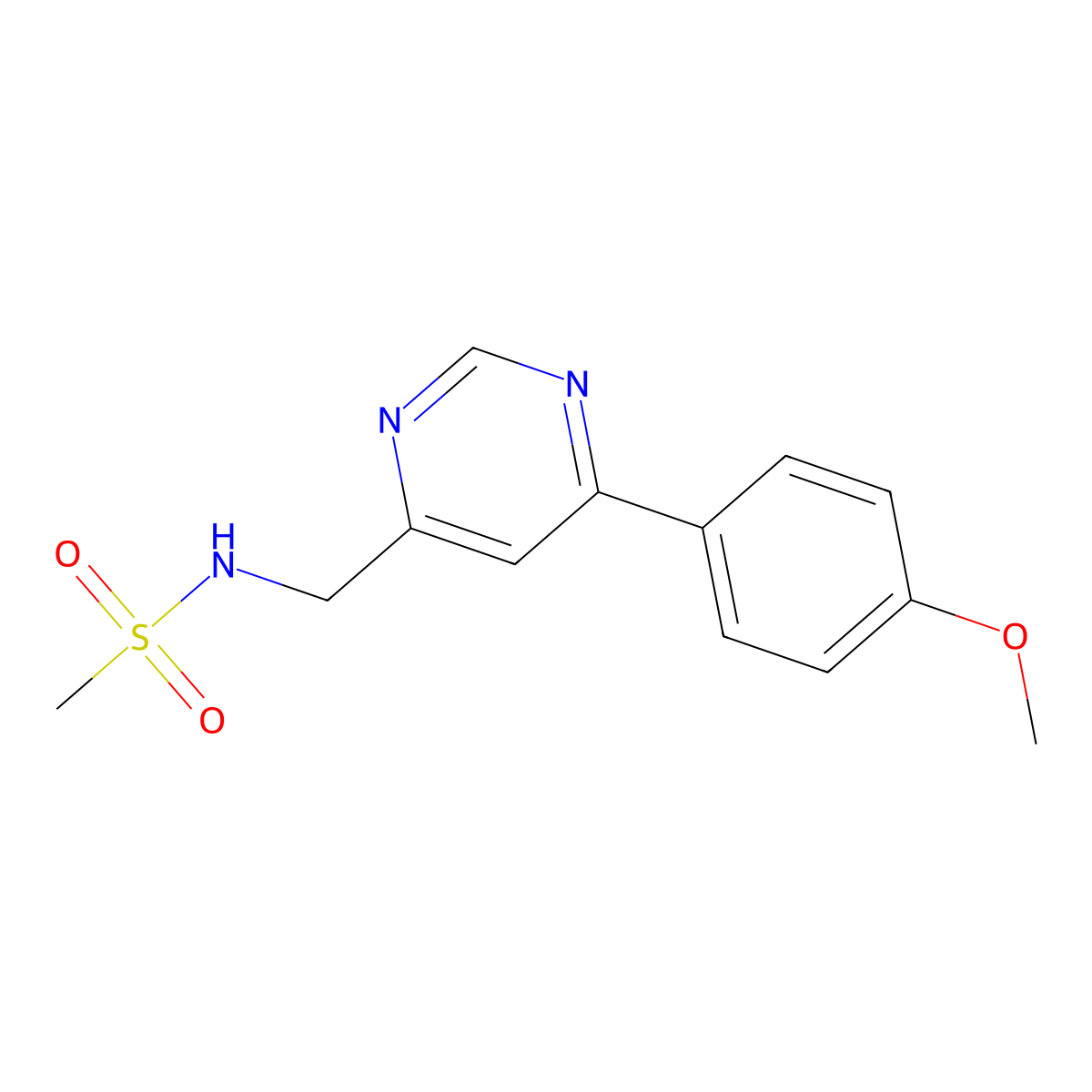 N-{[6-(4-methoxyphenyl)pyrimidin-4-yl]methyl}methanesulfonamide molecular structure, CAS 2178771-32-7