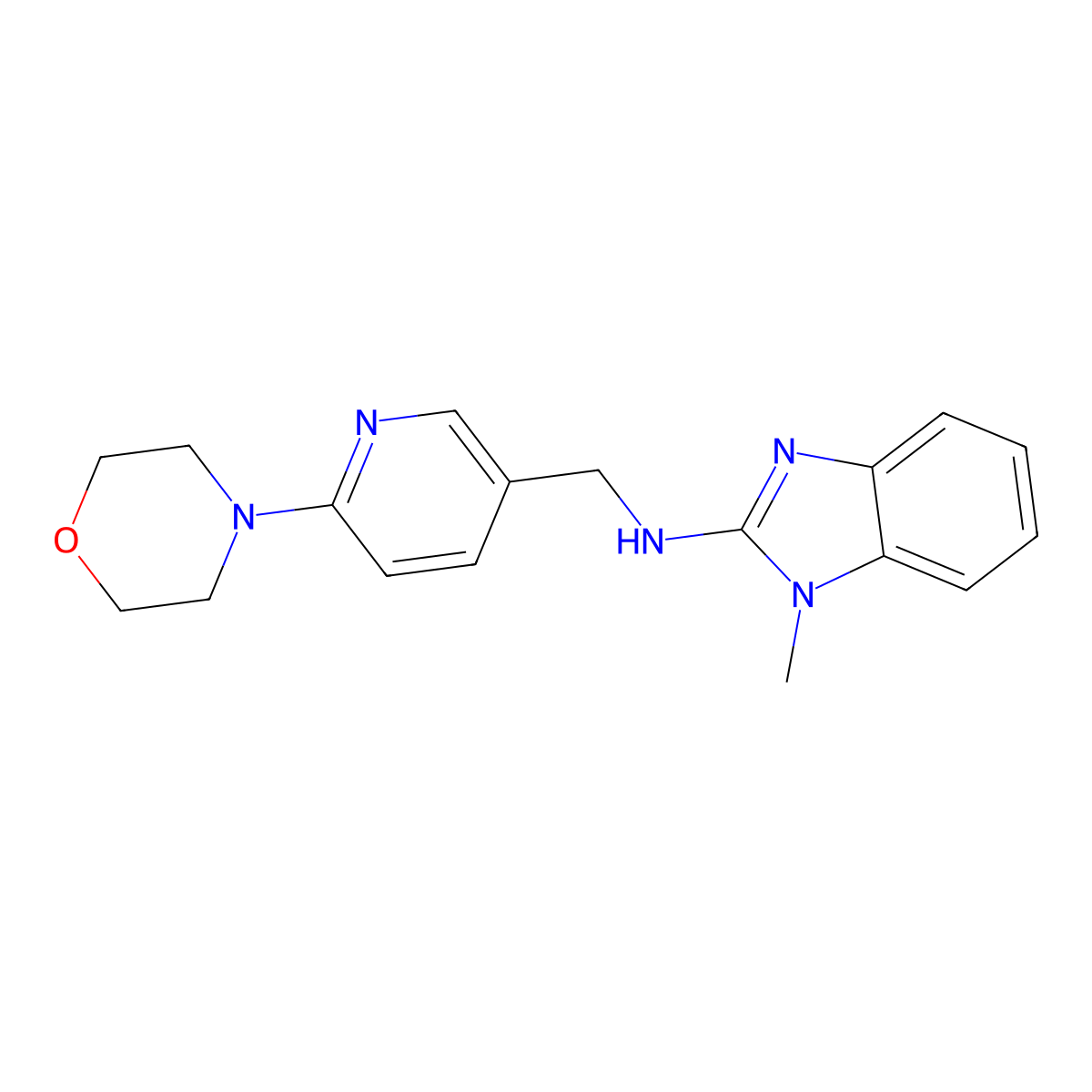 1-methyl-N-{[6-(morpholin-4-yl)pyridin-3-yl]methyl}-1H-1,3-benzodiazol-2-amine molecular structure, CAS 2178771-42-9