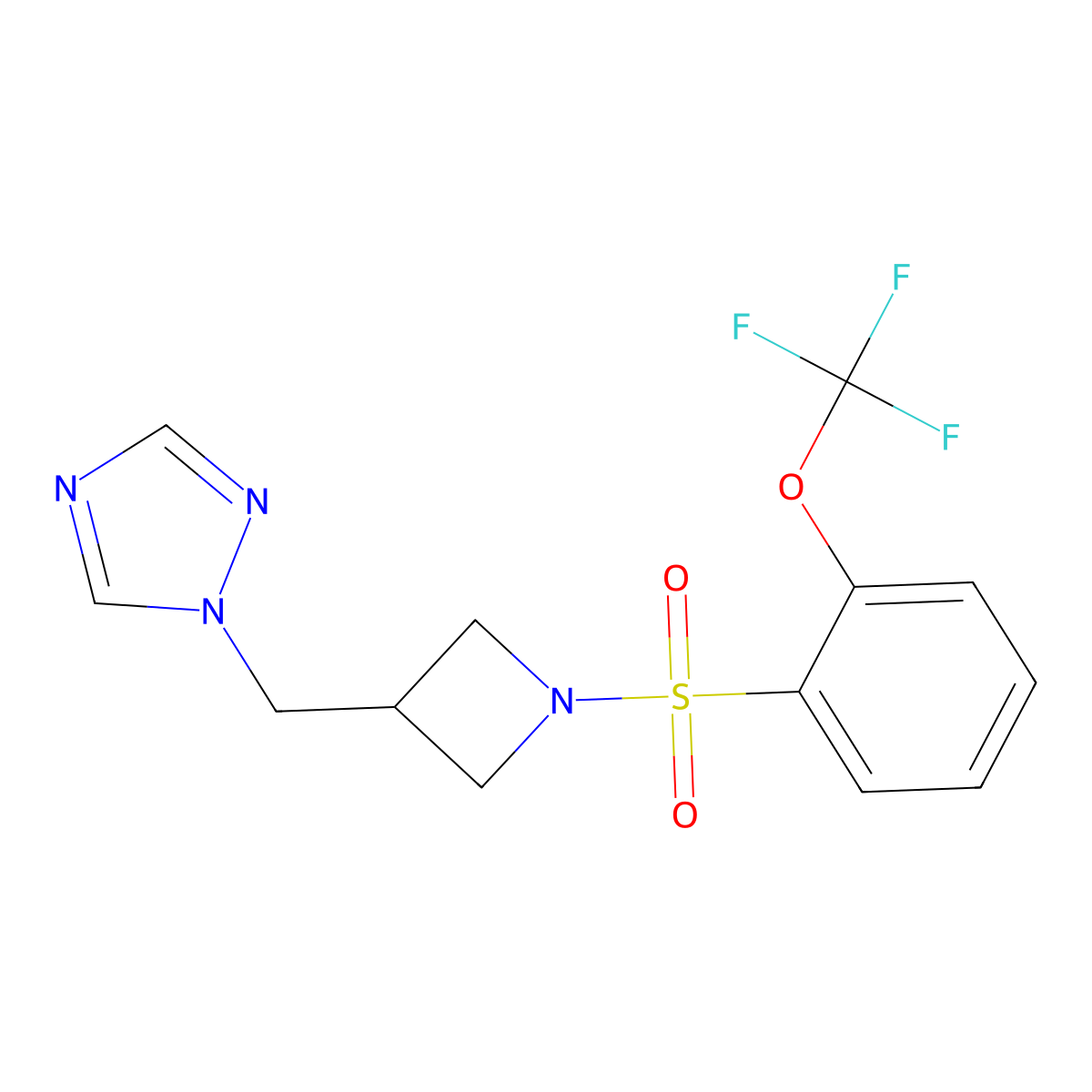 1-({1-[2-(trifluoromethoxy)benzenesulfonyl]azetidin-3-yl}methyl)-1H-1,2,4-triazole molecular structure, CAS 2178771-48-5