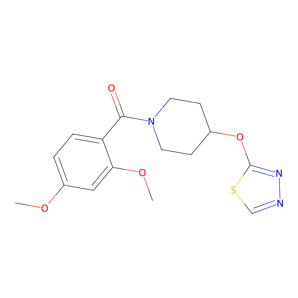1-(2,4-Dimethoxybenzoyl)-4-(1,3,4-thiadiazol-2-yloxy)piperidine molecular structure, CAS 2178771-63-4