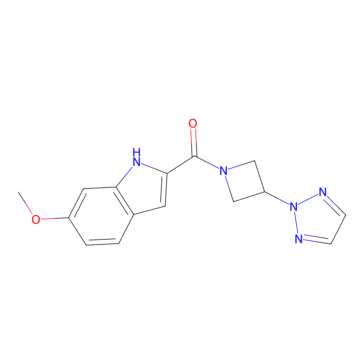 6-methoxy-2-[3-(2H-1,2,3-triazol-2-yl)azetidine-1-carbonyl]-1H-indole molecular structure, CAS 2178771-74-7