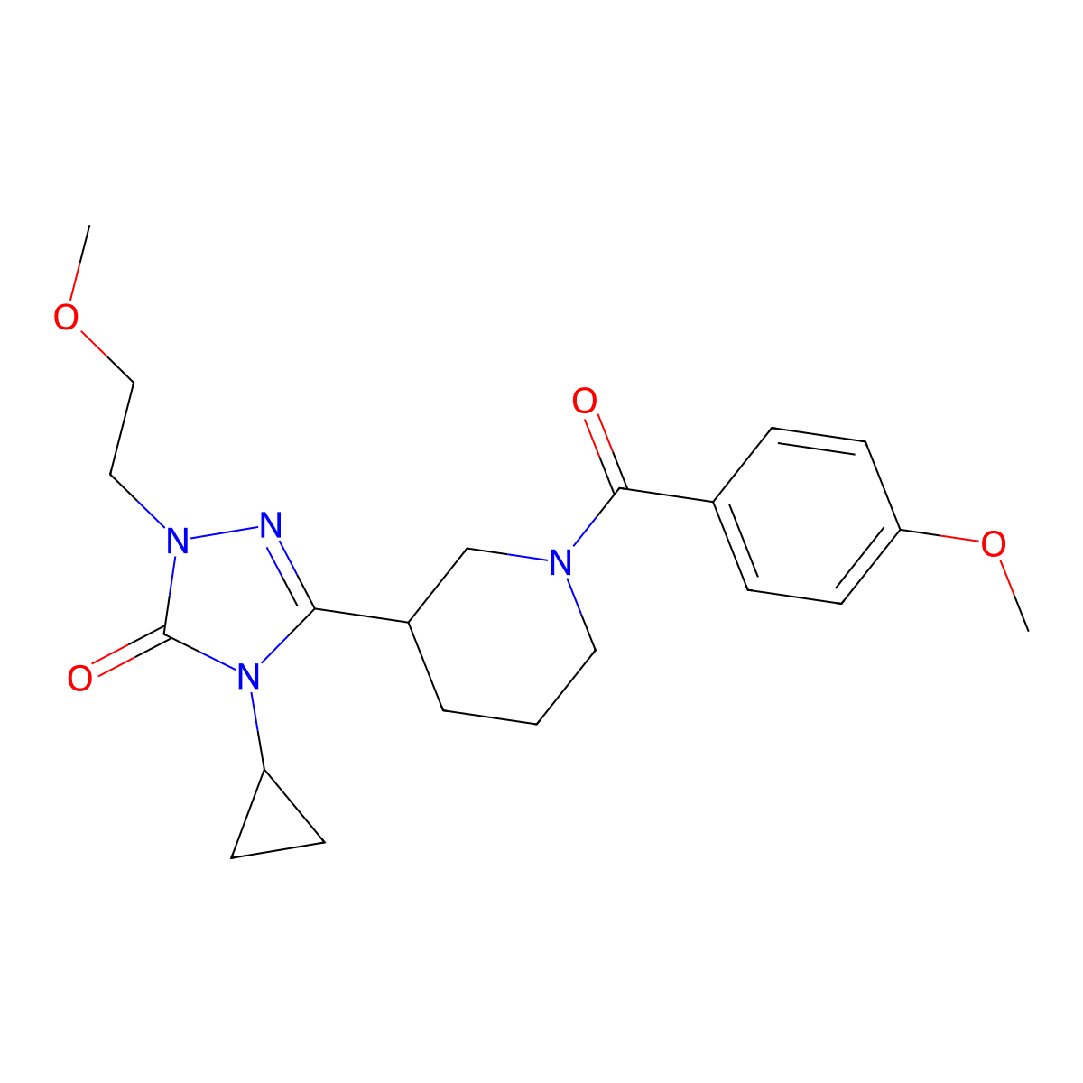 4-cyclopropyl-3-(1-(4-methoxybenzoyl)piperidin-3-yl)-1-(2-methoxyethyl)-1H-1,2,4-triazol-5(4H)-one molecular structure, CAS 2178771-78-1