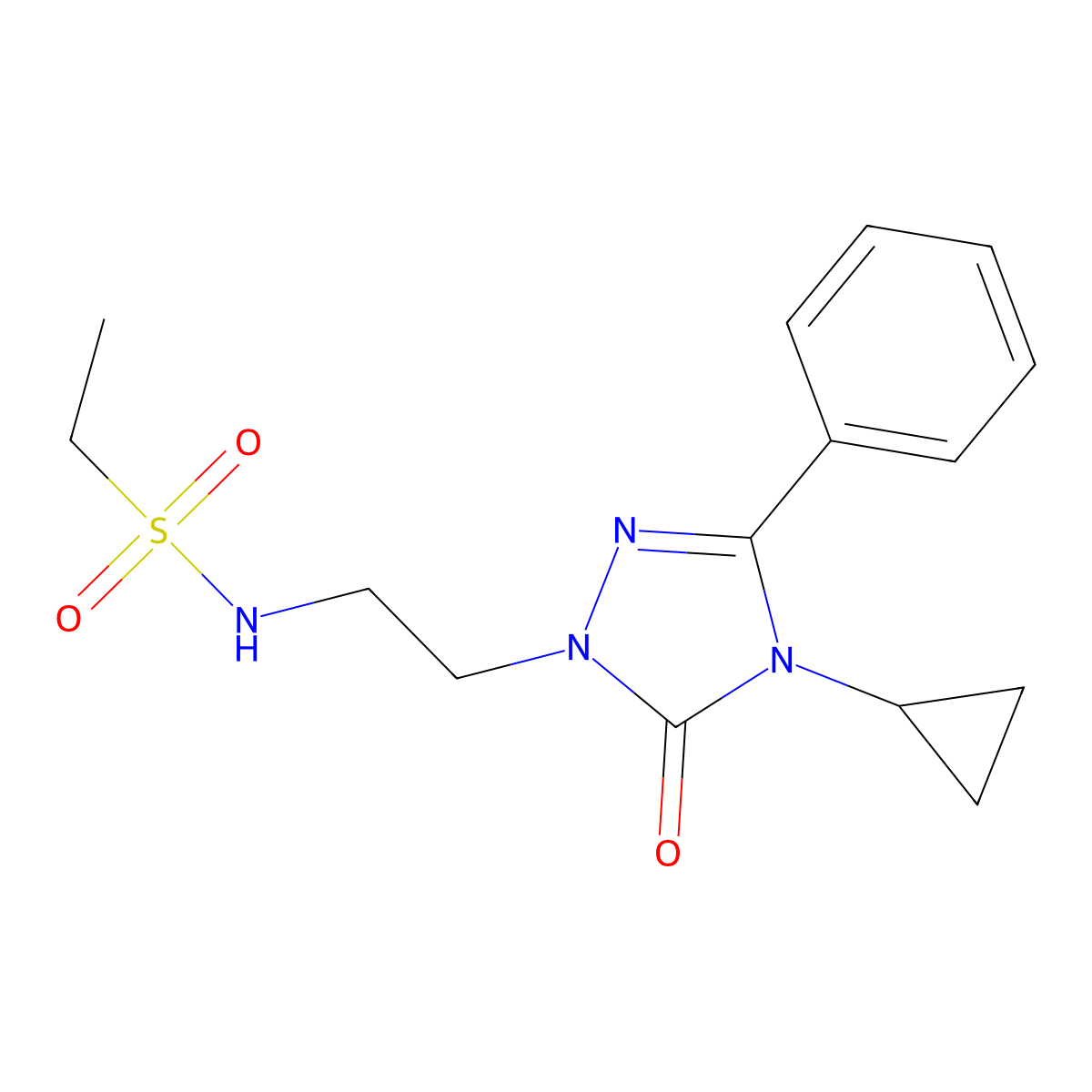 N-(2-(4-cyclopropyl-5-oxo-3-phenyl-4,5-dihydro-1H-1,2,4-triazol-1-yl)ethyl)ethanesulfonamide molecular structure, CAS 2178772-00-2