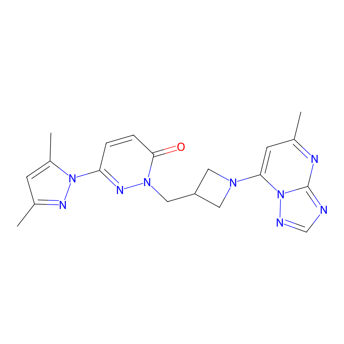 6-(3,5-dimethyl-1H-pyrazol-1-yl)-2-[(1-{5-methyl-[1,2,4]triazolo[1,5-a]pyrimidin-7-yl}azetidin-3-yl)methyl]-2,3-dihydropyridazin-3-one molecular structure, CAS 2178772-02-4