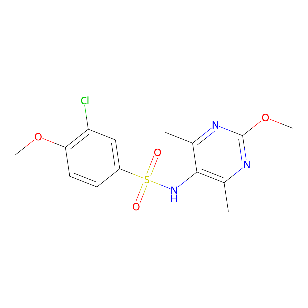 3-chloro-4-methoxy-N-(2-methoxy-4,6-dimethylpyrimidin-5-yl)benzenesulfonamide molecular structure, CAS 2178772-06-8