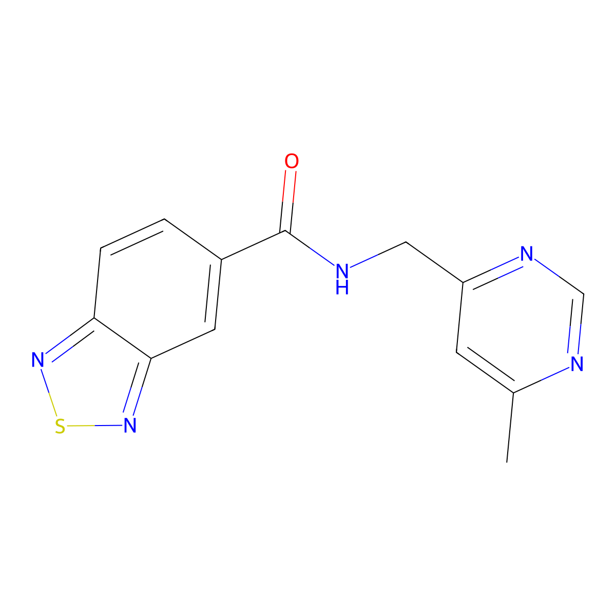 N-[(6-methylpyrimidin-4-yl)methyl]-2,1,3-benzothiadiazole-5-carboxamide molecular structure, CAS 2178772-23-9