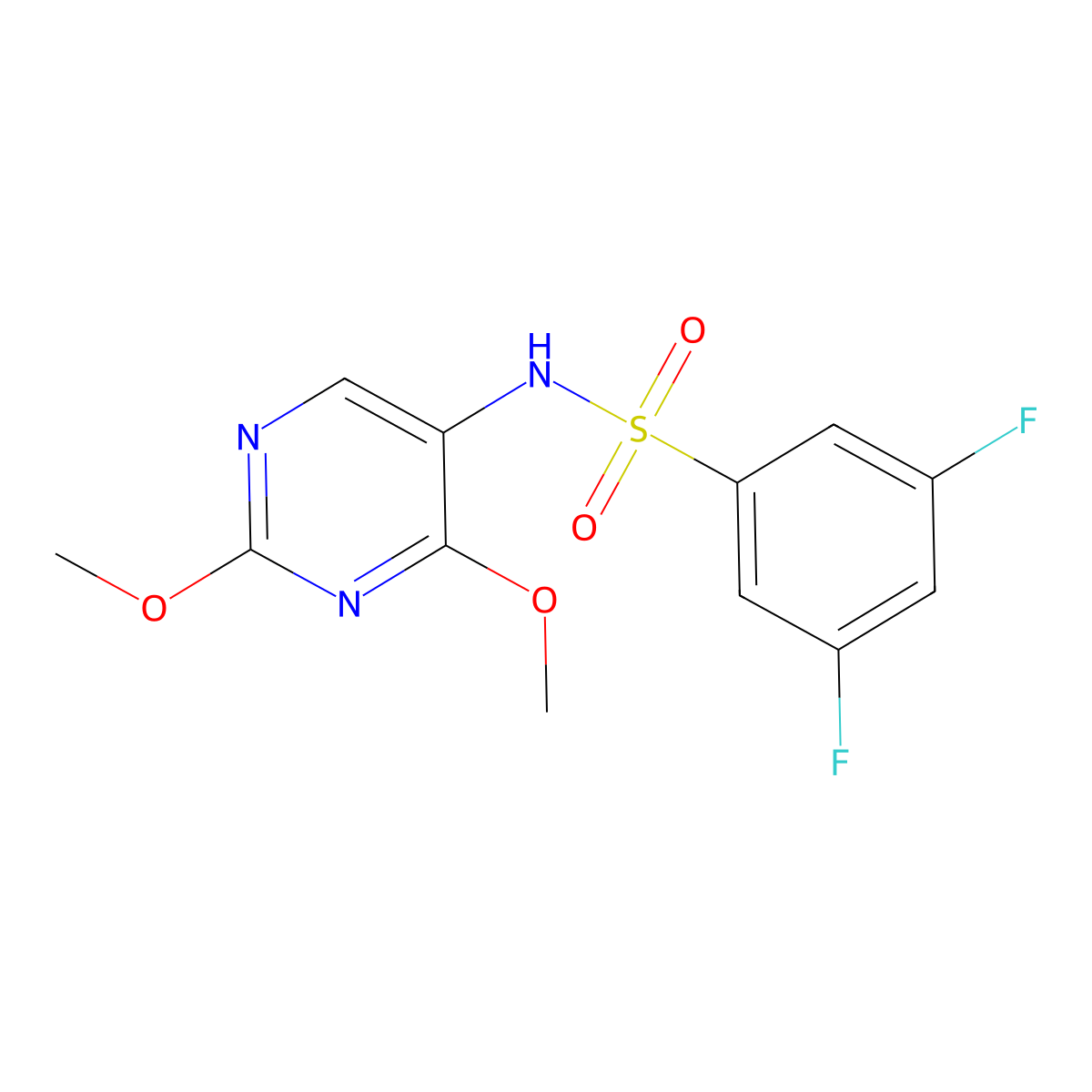 N-(2,4-dimethoxypyrimidin-5-yl)-3,5-difluorobenzenesulfonamide molecular structure, CAS 2178772-25-1