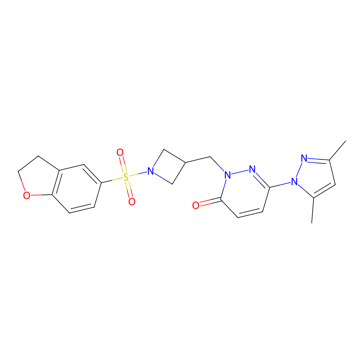 2-{[1-(2,3-dihydro-1-benzofuran-5-sulfonyl)azetidin-3-yl]methyl}-6-(3,5-dimethyl-1H-pyrazol-1-yl)-2,3-dihydropyridazin-3-one molecular structure, CAS 2178772-27-3