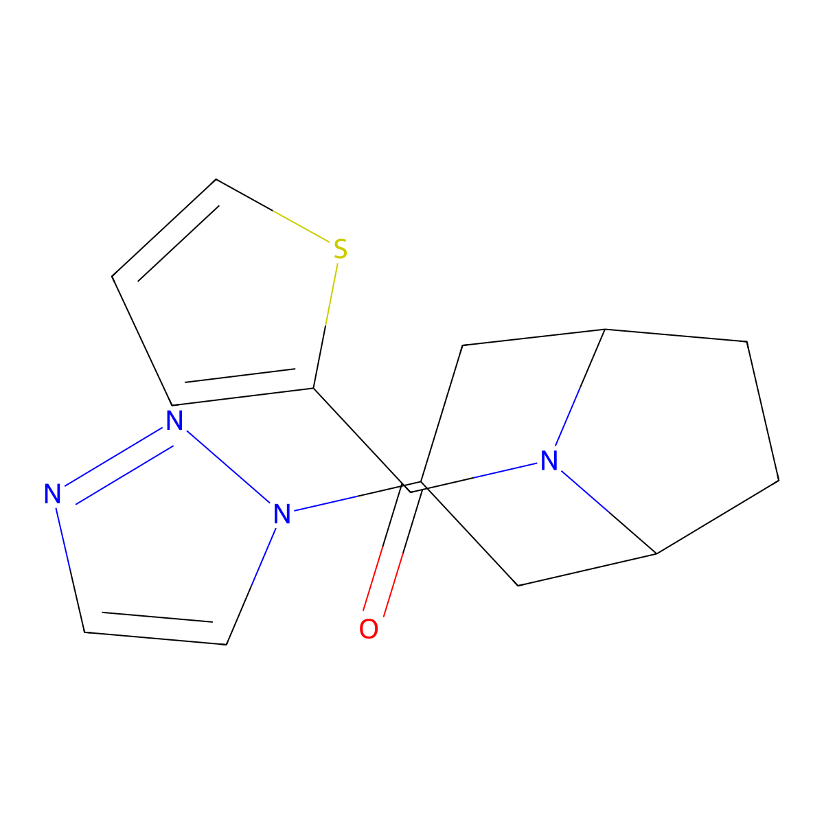 8-(thiophene-2-carbonyl)-3-(1H-1,2,3-triazol-1-yl)-8-azabicyclo[3.2.1]octane molecular structure, CAS 2178772-35-3