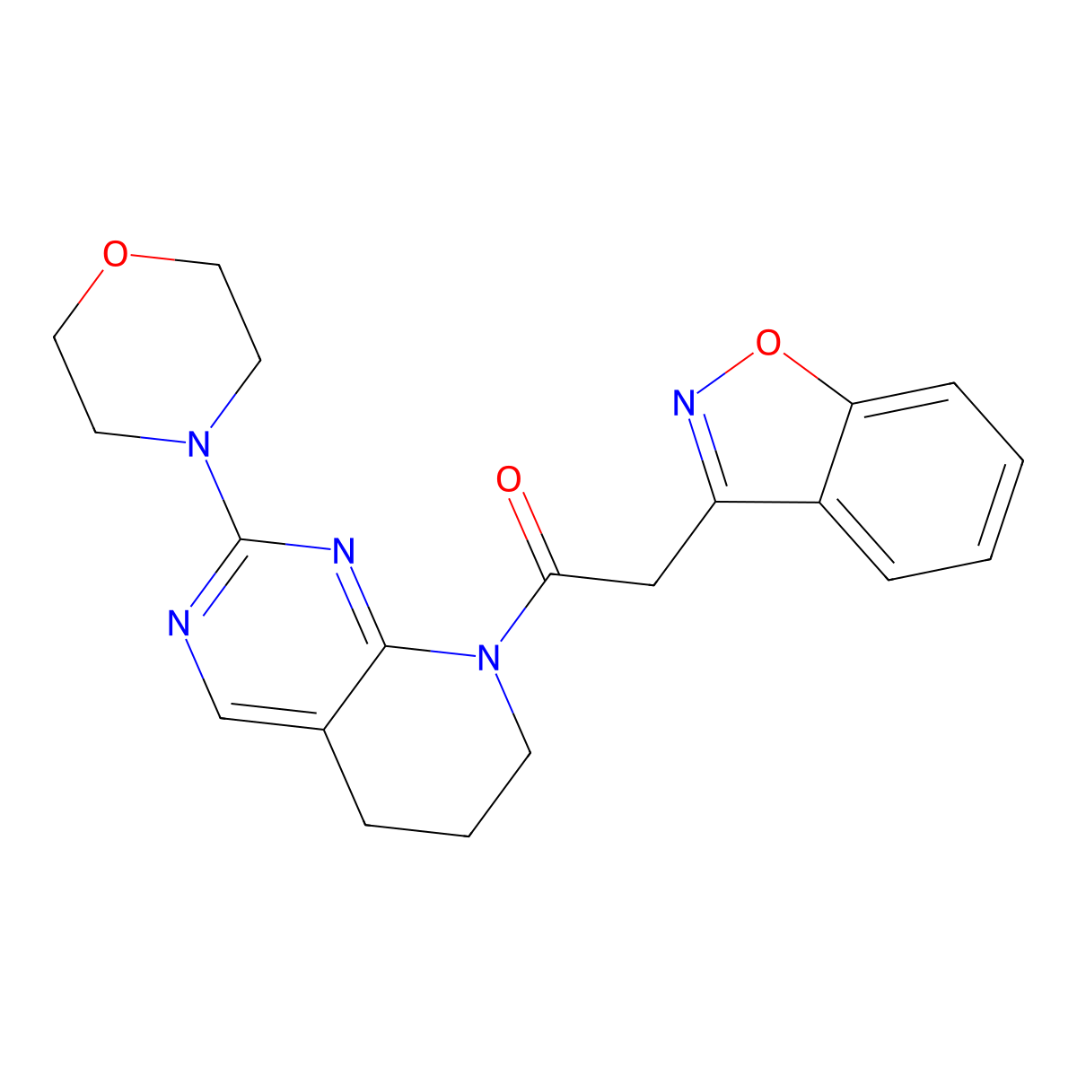 2-(benzo[d]isoxazol-3-yl)-1-(2-morpholino-6,7-dihydropyrido[2,3-d]pyrimidin-8(5H)-yl)ethan-1-one molecular structure, CAS 2178773-02-7