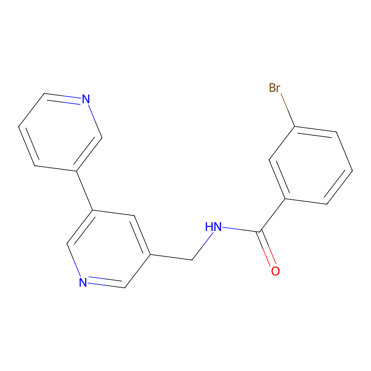 N-({[3,3'-bipyridine]-5-yl}methyl)-3-bromobenzamide molecular structure, CAS 2178773-12-9