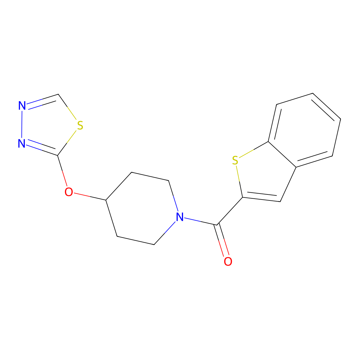 1-(1-Benzothiophene-2-carbonyl)-4-(1,3,4-thiadiazol-2-yloxy)piperidine molecular structure, CAS 2178773-28-7