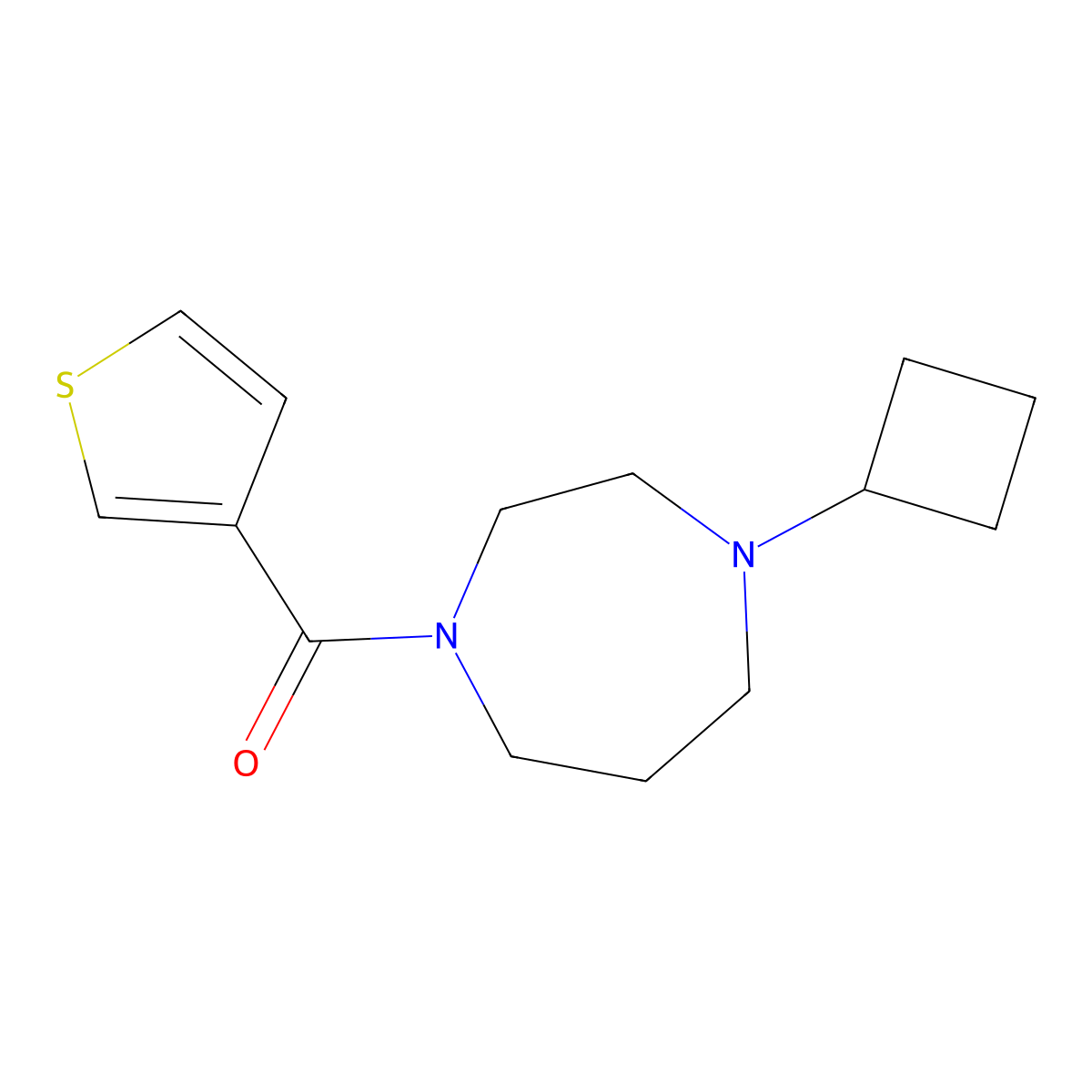 1-Cyclobutyl-4-(thiophene-3-carbonyl)-1,4-diazepane molecular structure, CAS 2178773-46-9
