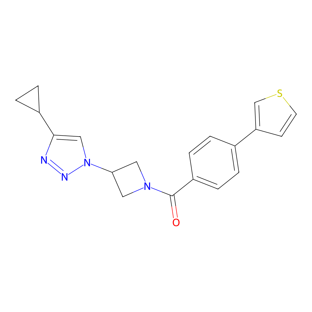 4-cyclopropyl-1-{1-[4-(thiophen-3-yl)benzoyl]azetidin-3-yl}-1H-1,2,3-triazole molecular structure, CAS 2178773-66-3