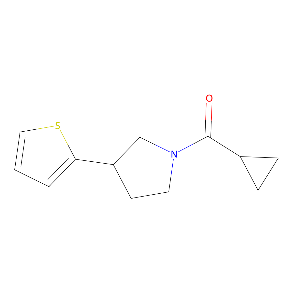 1-Cyclopropanecarbonyl-3-(thiophen-2-yl)pyrrolidine molecular structure, CAS 2178773-71-0