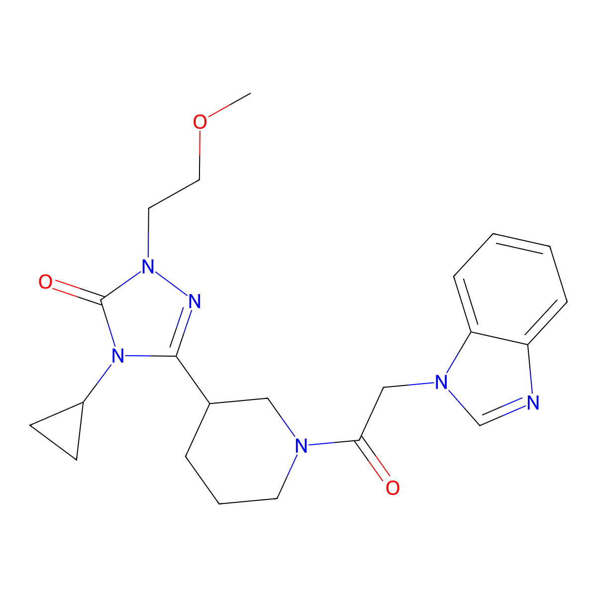 3-(1-(2-(1H-benzo[d]imidazol-1-yl)acetyl)piperidin-3-yl)-4-cyclopropyl-1-(2-methoxyethyl)-1H-1,2,4-triazol-5(4H)-one molecular structure, CAS 2178773-81-2