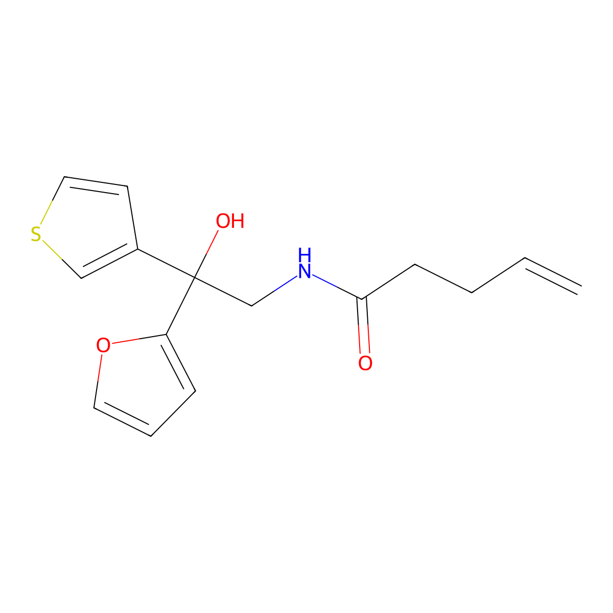 N-(2-(furan-2-yl)-2-hydroxy-2-(thiophen-3-yl)ethyl)pent-4-enamide molecular structure, CAS 2178773-89-0