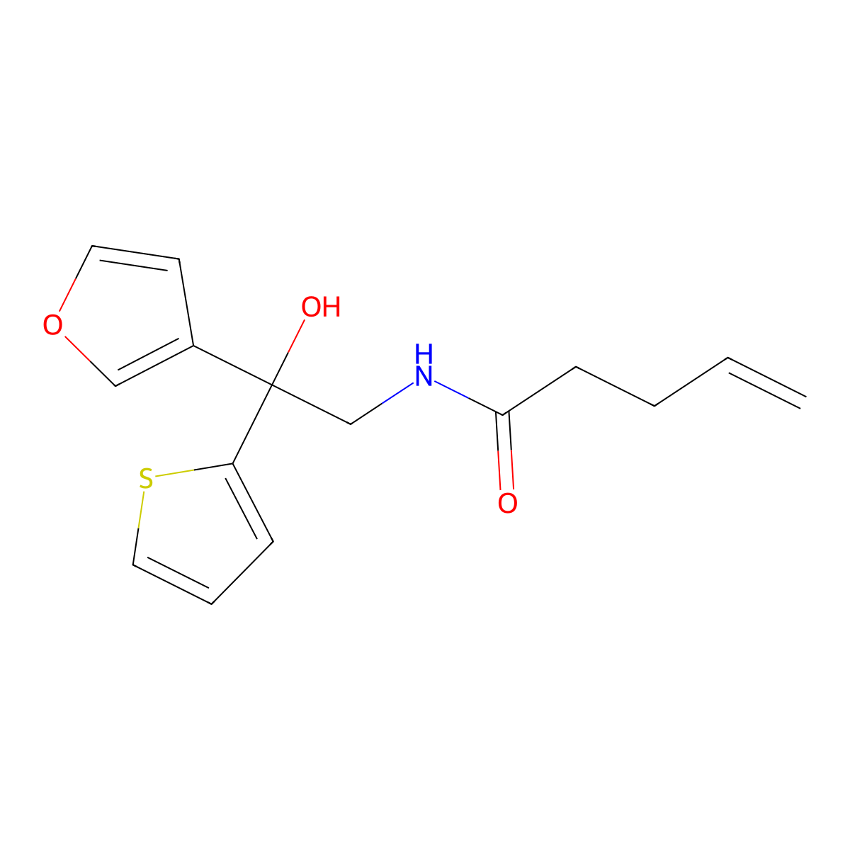N-(2-(furan-3-yl)-2-hydroxy-2-(thiophen-2-yl)ethyl)pent-4-enamide molecular structure, CAS 2178773-90-3