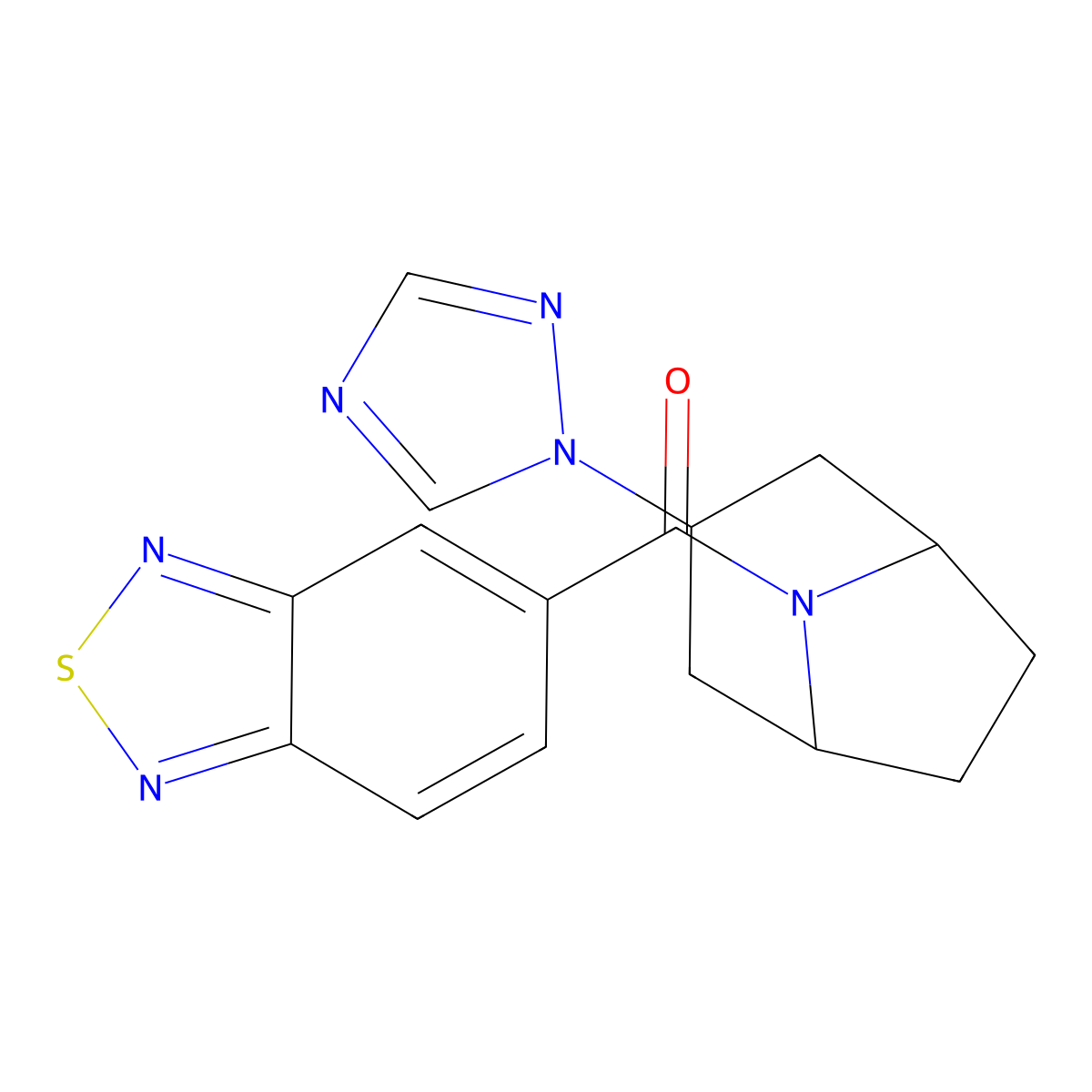 5-[3-(1H-1,2,4-triazol-1-yl)-8-azabicyclo[3.2.1]octane-8-carbonyl]-2,1,3-benzothiadiazole molecular structure, CAS 2178773-91-4