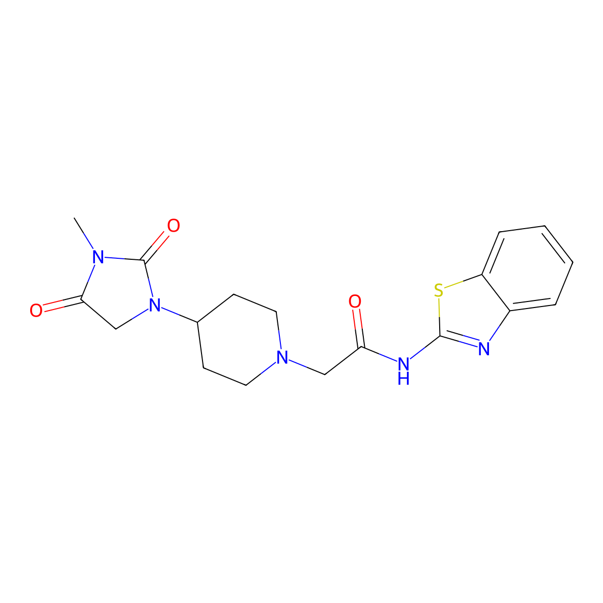 N-(1,3-benzothiazol-2-yl)-2-[4-(3-methyl-2,4-dioxoimidazolidin-1-yl)piperidin-1-yl]acetamide molecular structure, CAS 2178773-97-0