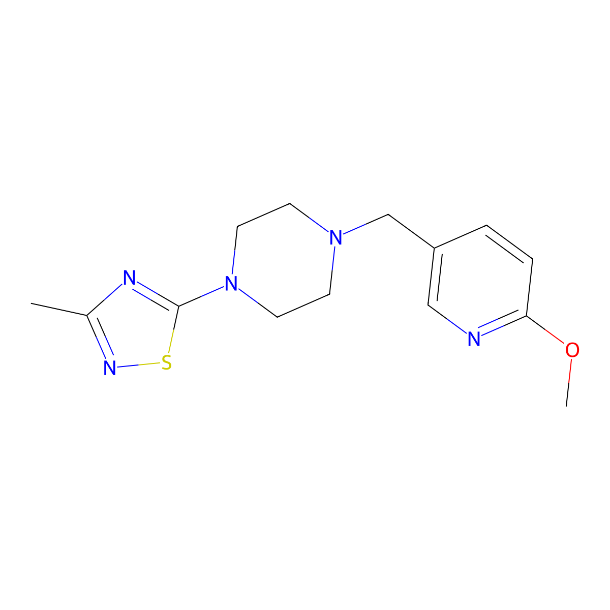 1-[(6-Methoxypyridin-3-yl)methyl]-4-(3-methyl-1,2,4-thiadiazol-5-yl)piperazine molecular structure, CAS 2178786-67-7