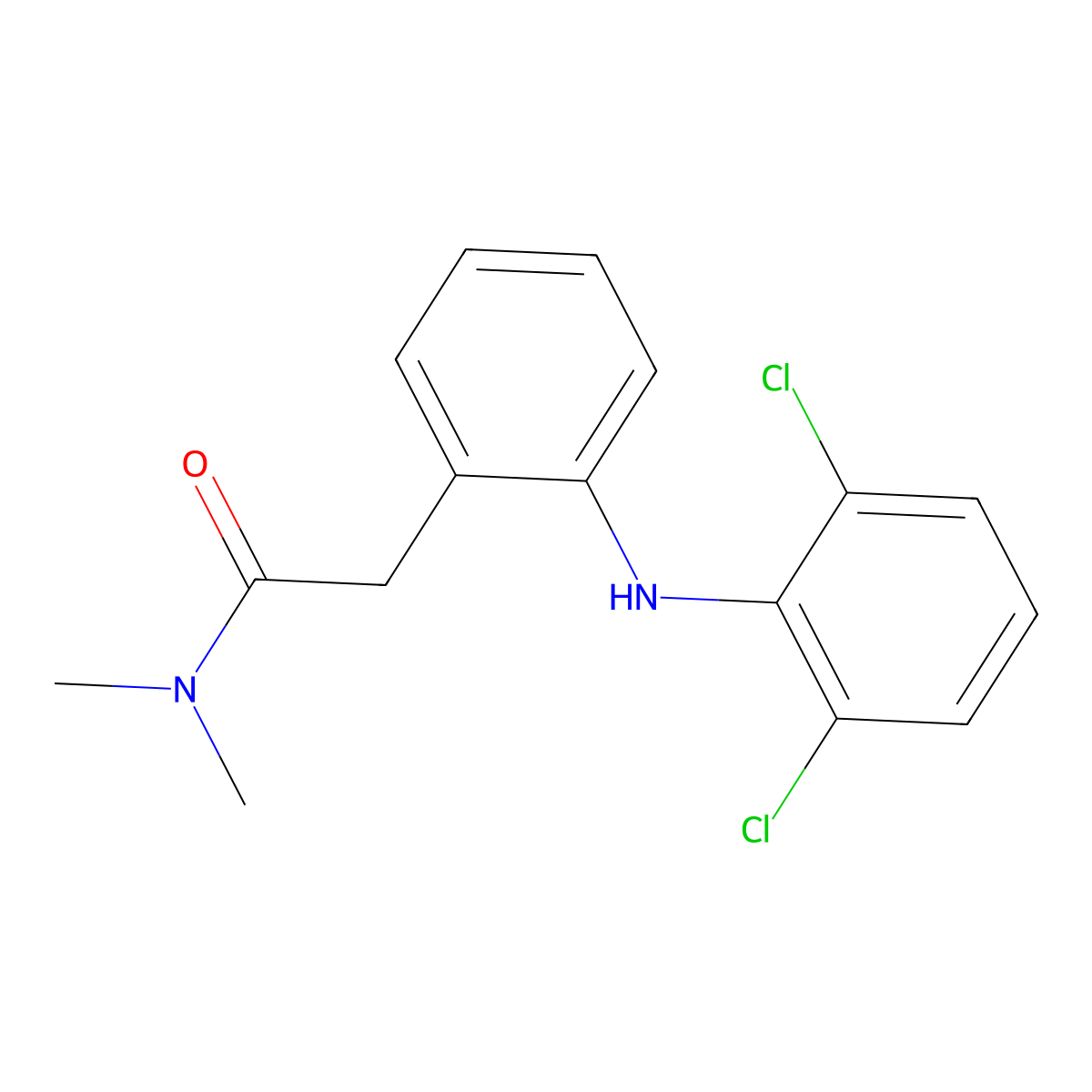 2-[2-(2,6-dichloroanilino)phenyl]-N,N-dimethylacetamide molecular structure, CAS 21789-06-0