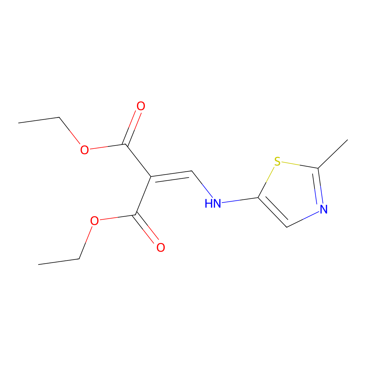 Diethyl 2-(((2-methylthiazol-5-yl)amino)methylene)malonate molecular structure, CAS 2178986-11-1