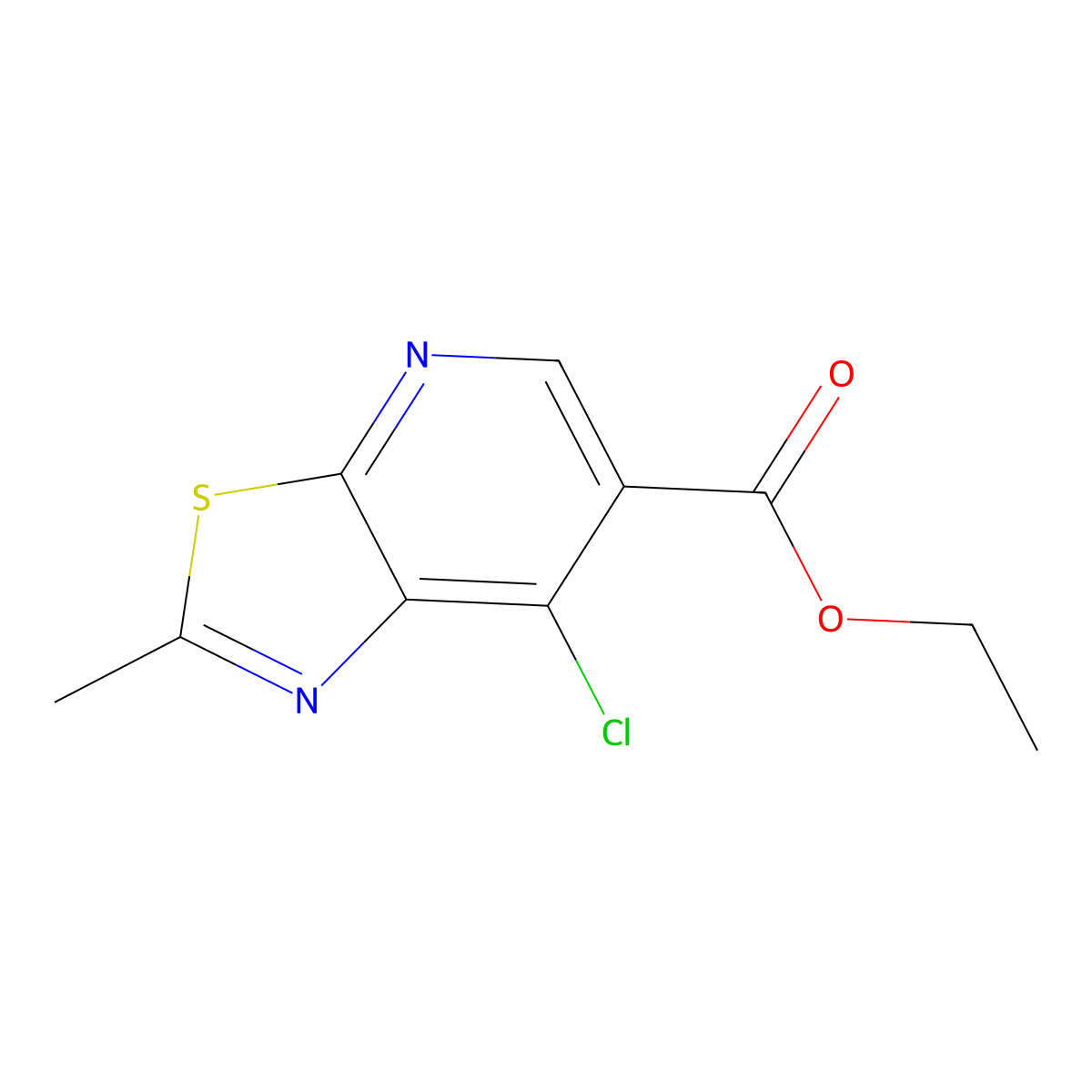 Ethyl 7-chloro-2-methyl-thiazolo[5,4-b]pyridine-6-carboxylate molecular structure, CAS 2178986-14-4