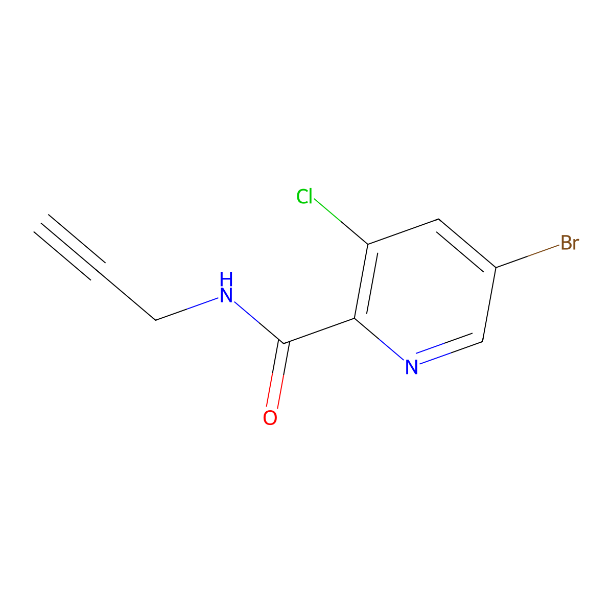 5-Bromo-3-chloro-N-(prop-2-YN-1-YL)picolinamide molecular structure, CAS 2178987-79-4