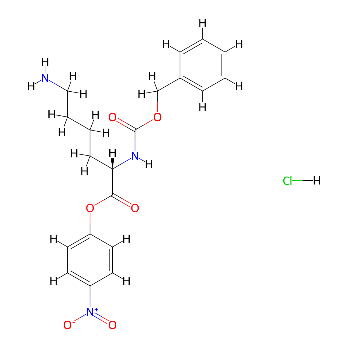 4-Nitrophenyl N2-((phenylmethoxy)carbonyl)lysinate monohydrochloride molecular structure, CAS 2179-15-9