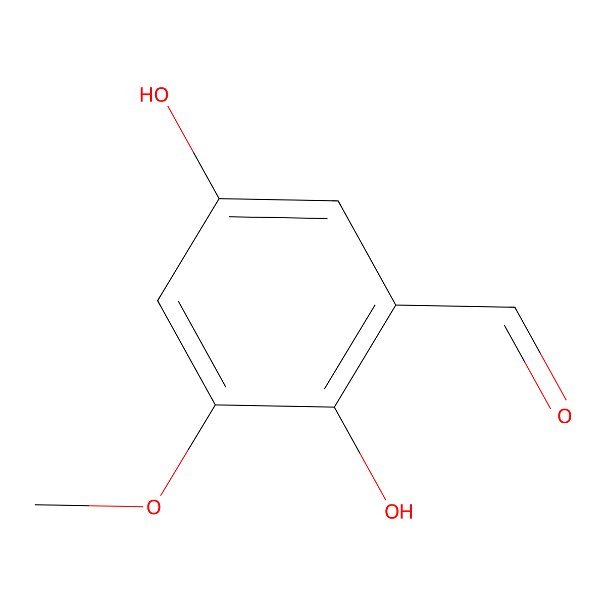 Benzaldehyde, 2,5-dihydroxy-3-methoxy- molecular structure, CAS 2179-22-8