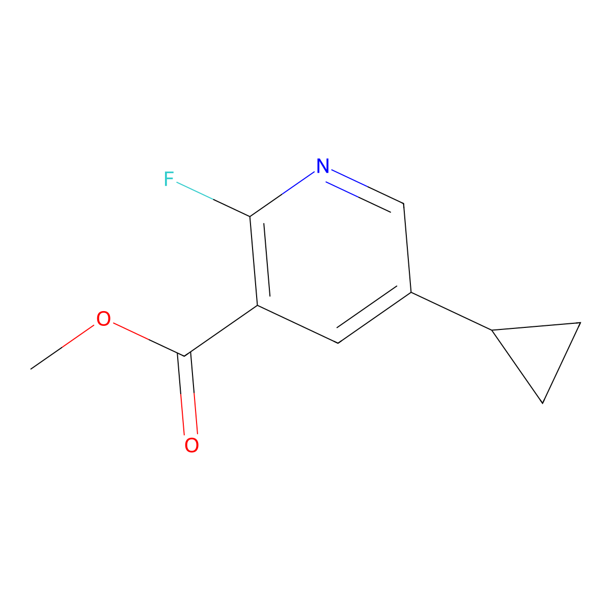 Methyl 5-cyclopropyl-2-fluoronicotinate molecular structure, CAS 2179038-24-3