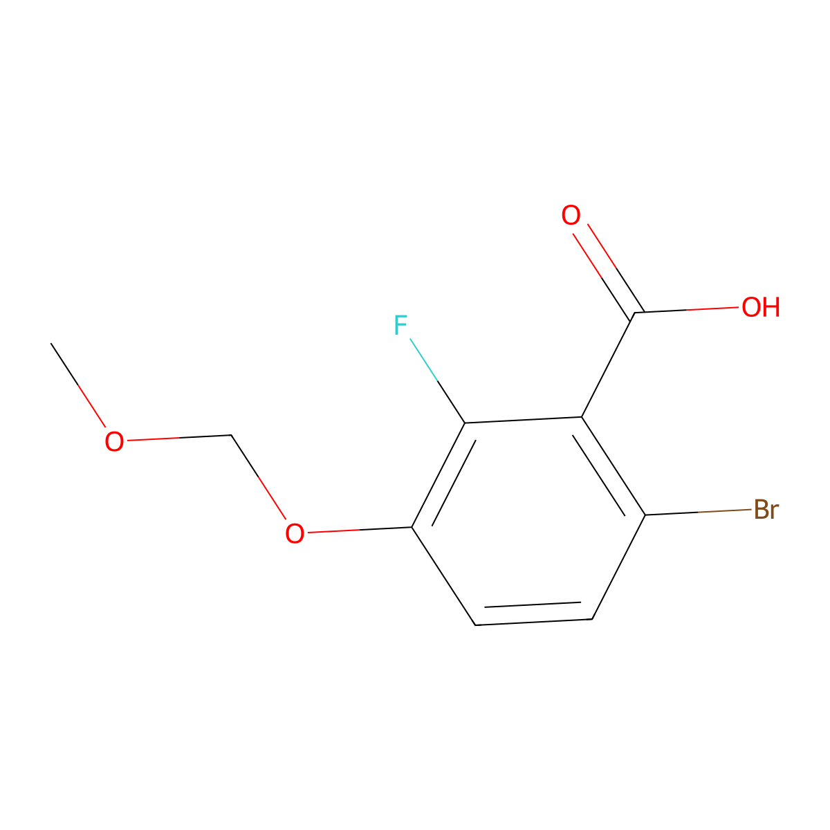 6-Bromo-2-fluoro-3-(methoxymethoxy)benzoic acid molecular structure, CAS 2179038-28-7