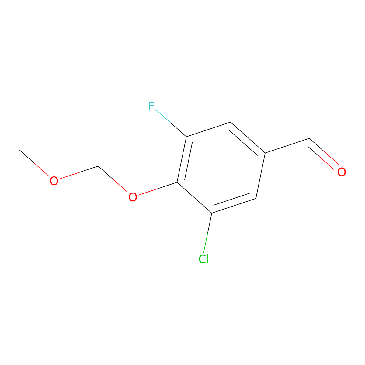 3-Chloro-5-fluoro-4-(methoxymethoxy)benzaldehyde molecular structure, CAS 2179038-34-5
