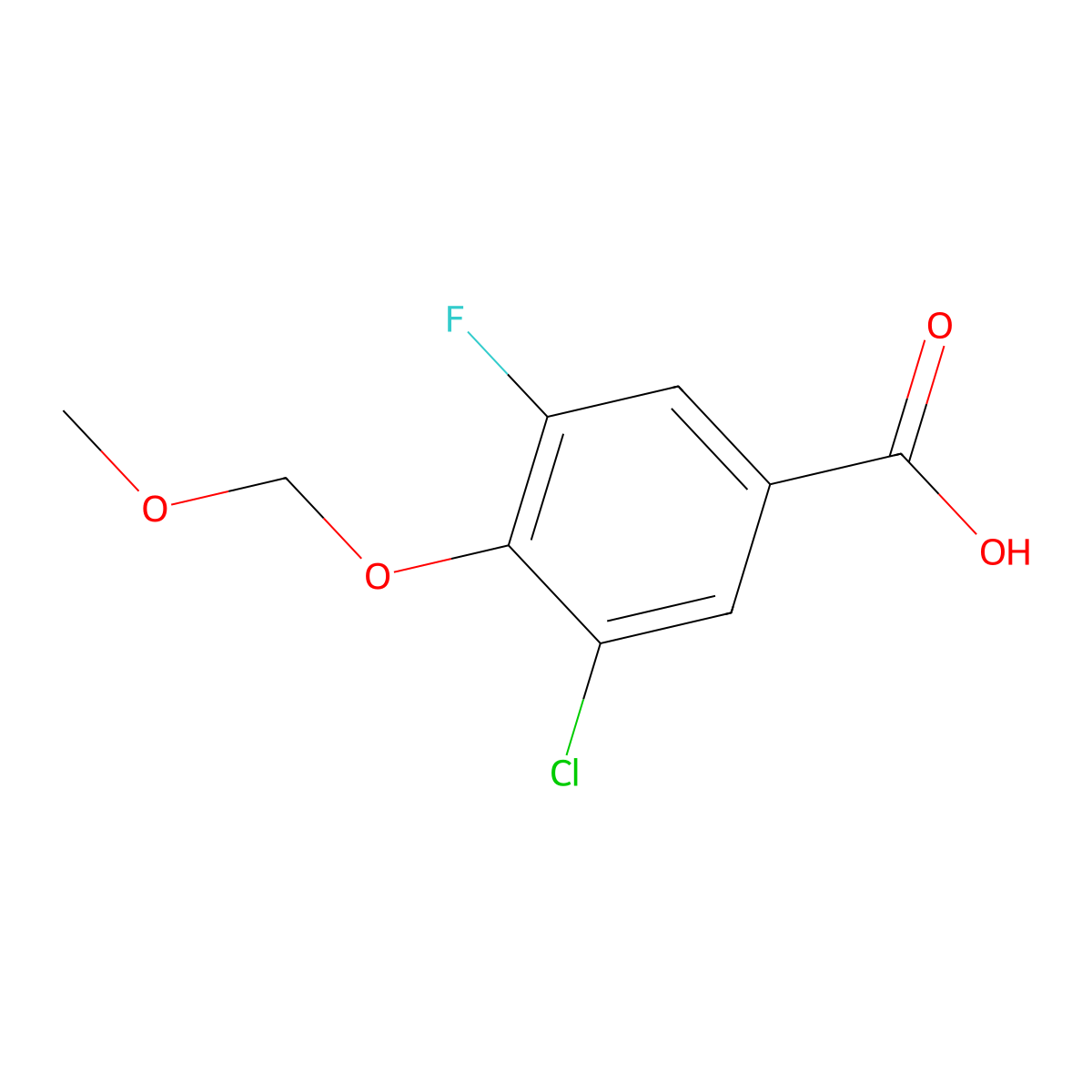 3-Chloro-5-fluoro-4-(methoxymethoxy)benzoic acid molecular structure, CAS 2179038-39-0