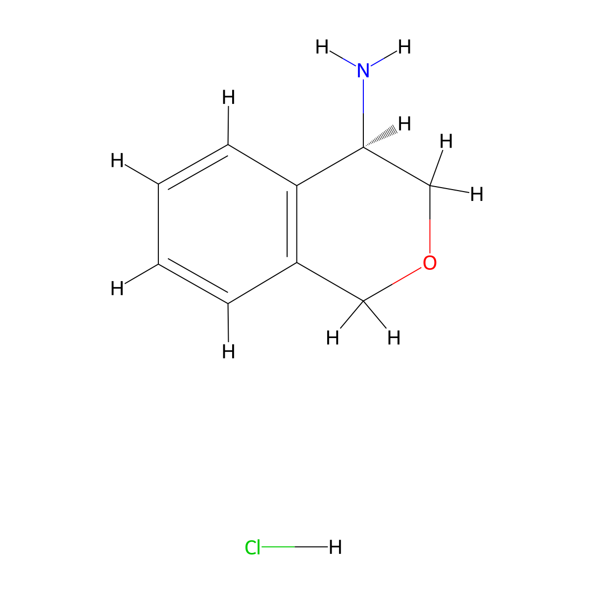 (4R)-3,4-dihydro-1H-2-benzopyran-4-aminehydrochloride molecular structure, CAS 2179087-17-1